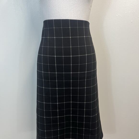 EVRI Plus Sz 3X Black White Plaid Stretch Ponte Knit Straight Knee Skirt Career - Picture 2 of 7